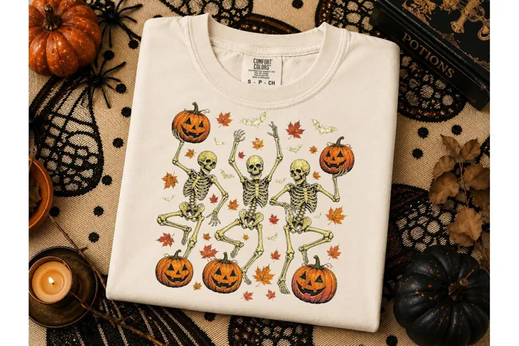 Dancing Skeletons Halloween PNG Tee-Dancing Skeletons Hallow