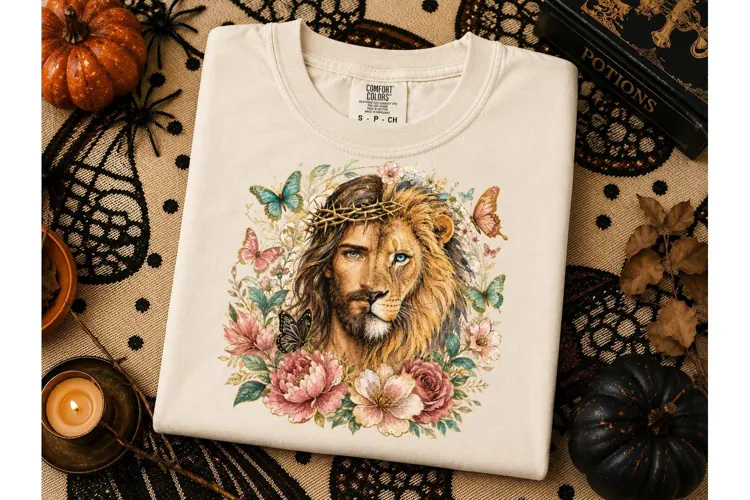 Jesus Lion Floral PNG Sublimation Design