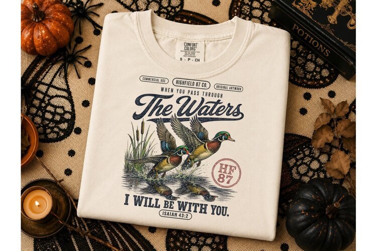 When You Pass Through The Waters PNG Tee example image 1