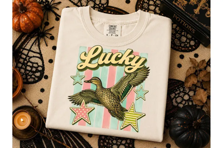 Lucky Duck Retro Vintage PNG Tee Design