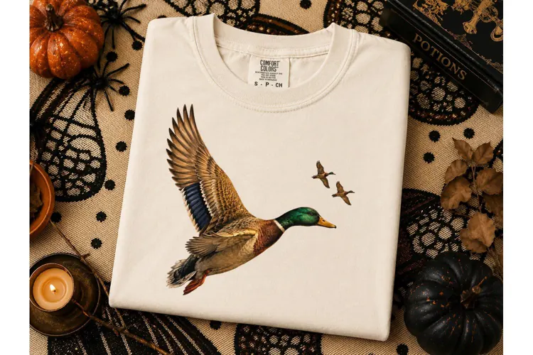 Flying Mallard Duck PNG Shirt Design