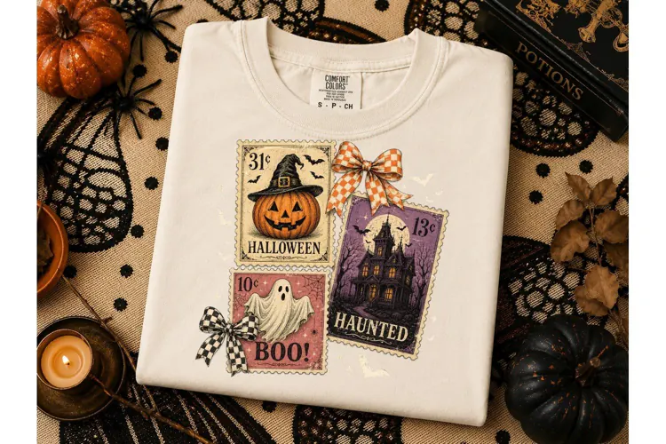 Halloween Stamp Vintage PNG Shirt Design