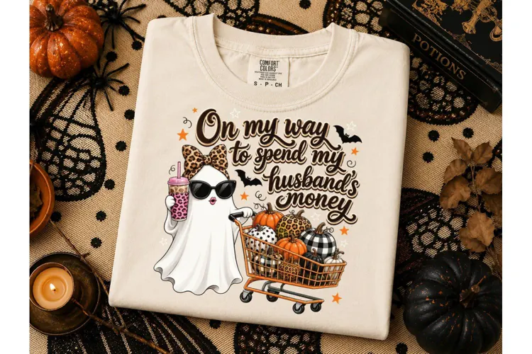 Halloween Ghost Shopping PNG Tee Design