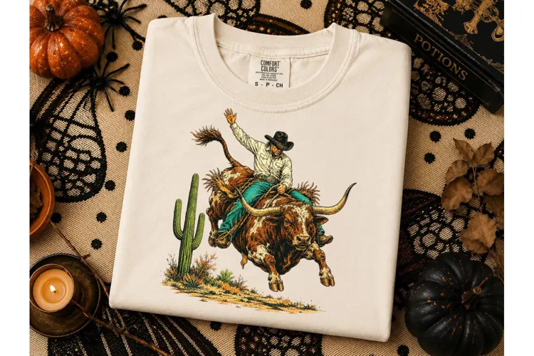 Bull Rider Cowboy Western PNG Tee Design
