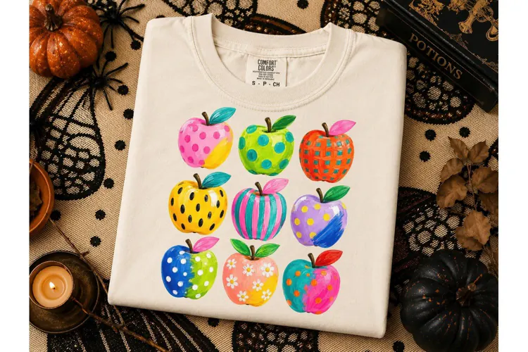 Colorful Apple Collection PNG Shirt Desi