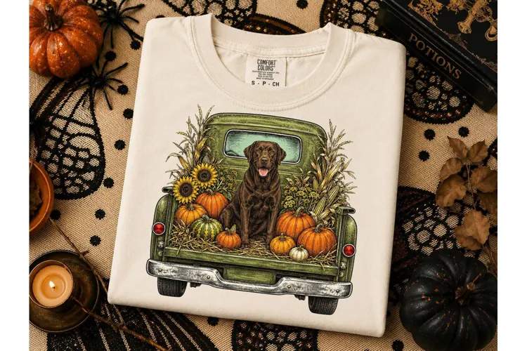 Fall Truck Dog Pumpkin PNG Tee Design