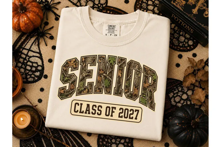 Senior Class of 2027 Camo PNG Shirt Desi
