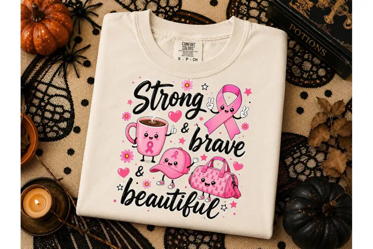 Strong Brave Beautiful PNG Breast Cancer