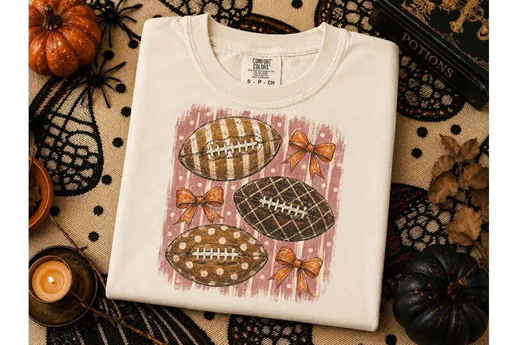 Halloween Football Coquette PNG Tee