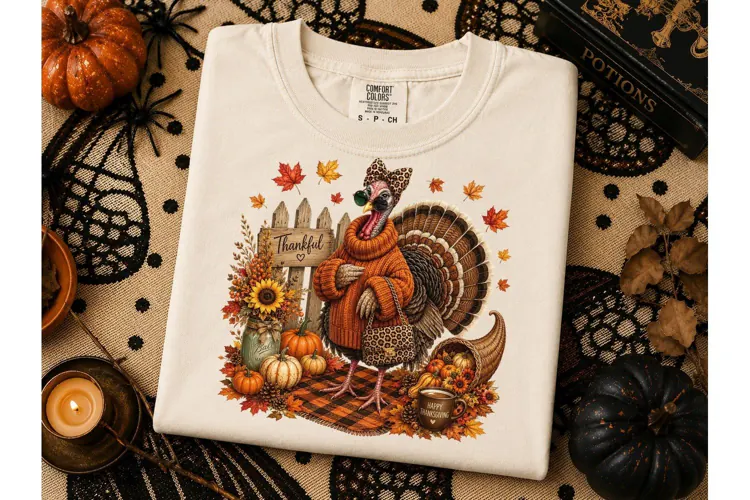 Thankful Turkey Fall PNG Sublimation Tee