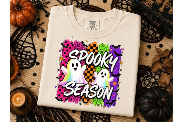 Spooky Season Ghost Halloween PNG Tee example image 1