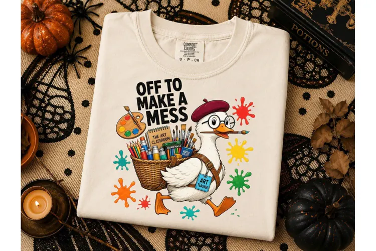 Art Teacher Duck PNG Funny Mess Tee