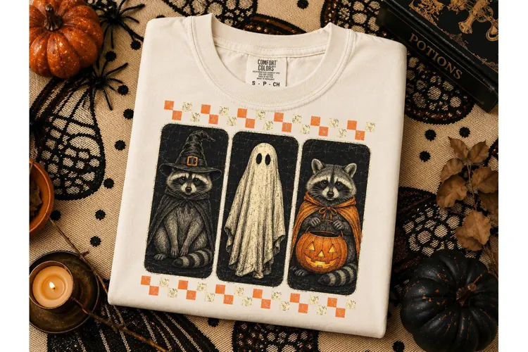 Halloween Raccoon Ghost PNG Tee Design