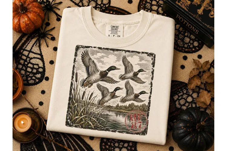 Mallard Ducks Flying Vintage PNG Tee