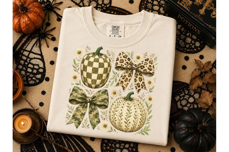 Fall Pumpkin Bow PNG Sublimation Tee