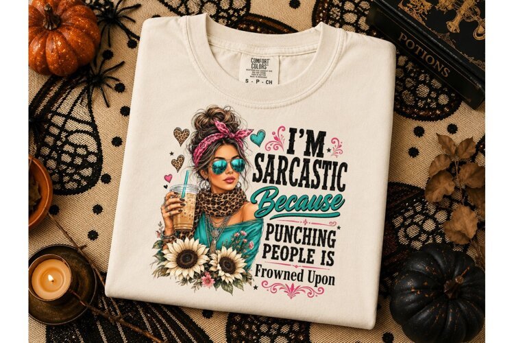 Sarcastic Messy Bun PNG Tee Design example image 1