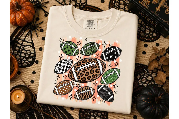 Football Pattern PNG Fall Tee Design