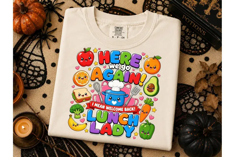 Lunch Lady Here We Go Again PNG Tee