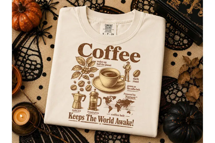 Coffee Keeps World Awake PNG Tee Design