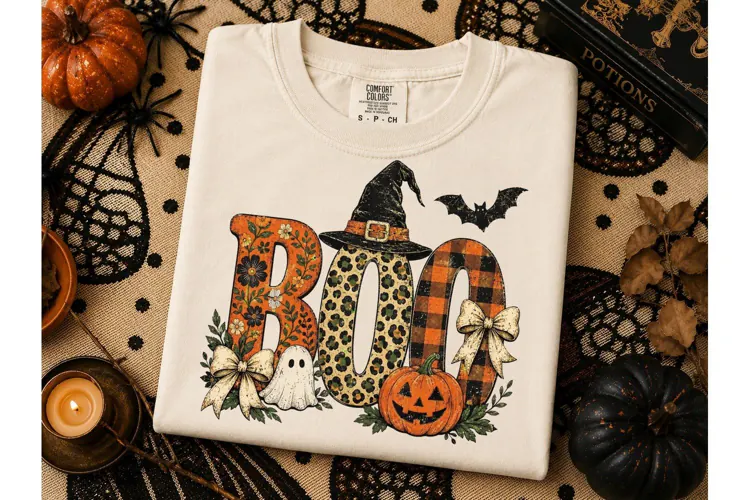 Halloween BOO Witch PNG Shirt Design