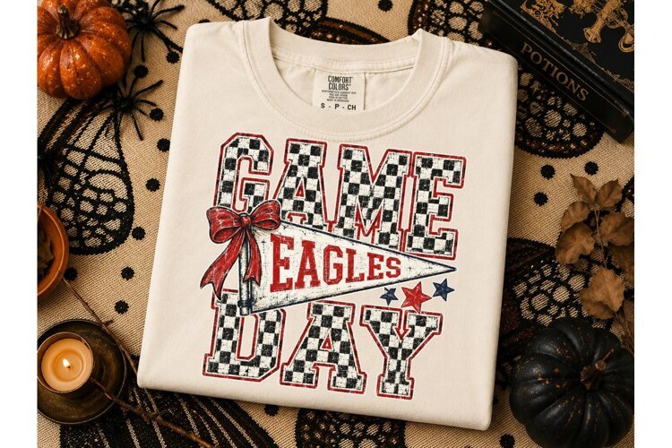 Game Day Eagles PNG Sublimation Tee example image 1