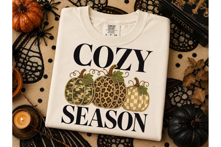Cozy Season Pumpkin PNG Fall Tee Design