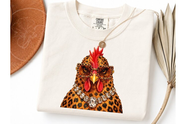 Leopard Chicken Sunglasses PNG Tee Desig example image 1
