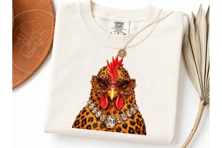 Leopard Chicken Sunglasses PNG Tee Desig
