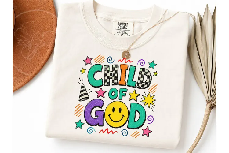 Child of God Retro Smiley PNG Tee Design