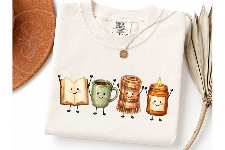 Cozy Fall Friends PNG Shirt Design example image 1