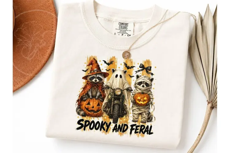 Spooky Feral Raccoon Halloween PNG Tee-Spooky Feral Raccoon