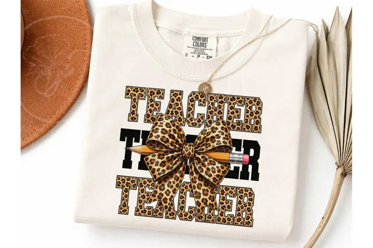 Leopard Teacher PNG Sublimation Tee Desi