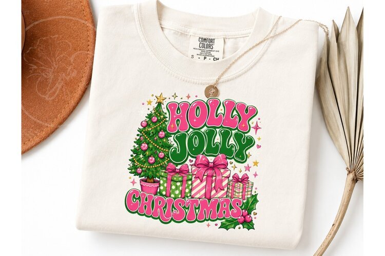 Holly Jolly Christmas PNG Shirt Design example image 1
