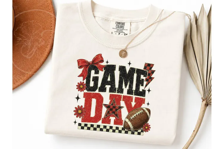 Game Day Football PNG Sublimation Tee-Game Day Football PNG