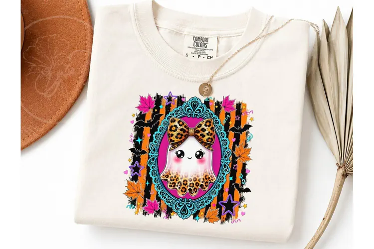 Halloween Ghost Bow PNG Sublimation Tee