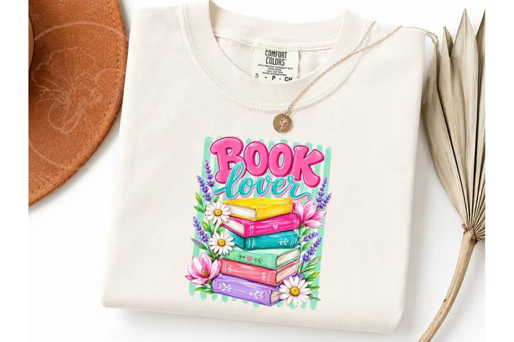 Book Lover Floral Stack PNG Shirt Design