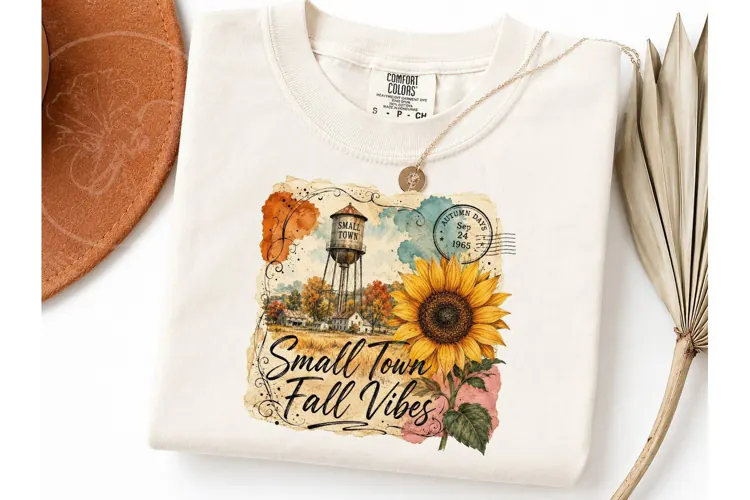 Small Town Fall Vibes PNG Shirt Design-Small Town Fall Vibes