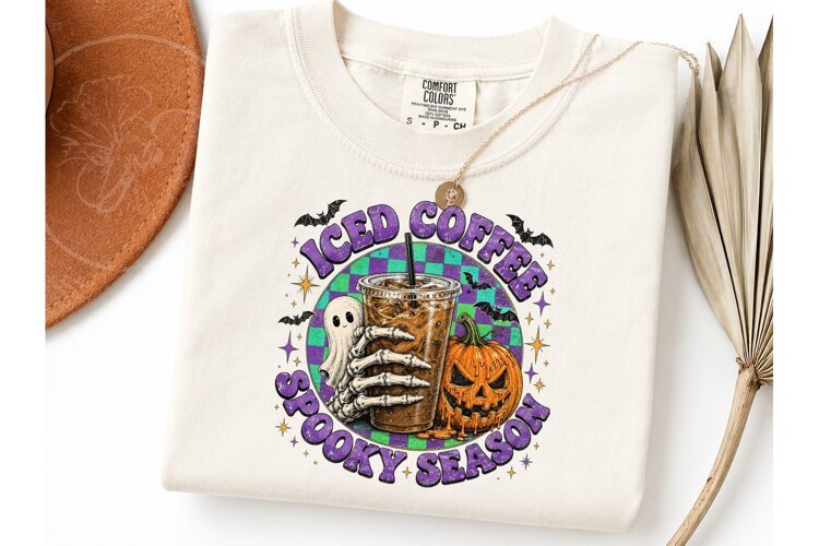 Iced Coffee Spooky Season Halloween PNG example image 1