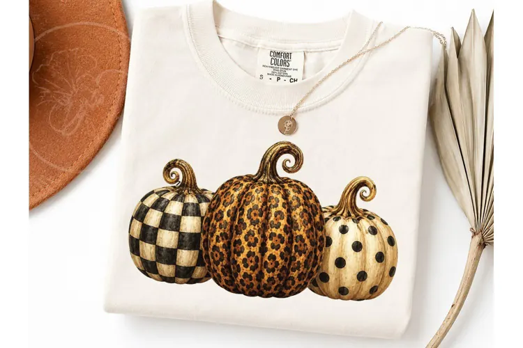 Patterned Pumpkins Halloween PNG Tee
