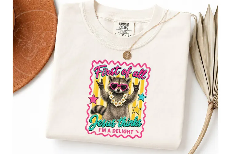 Funny Raccoon Jesus Delight PNG Tee