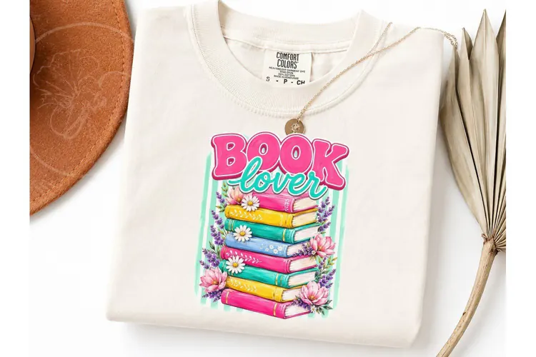 Book Lover Floral Stack PNG Shirt Design