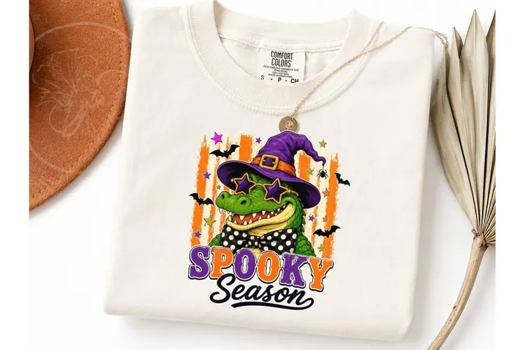 Spooky Season Alligator Witch PNG Tee