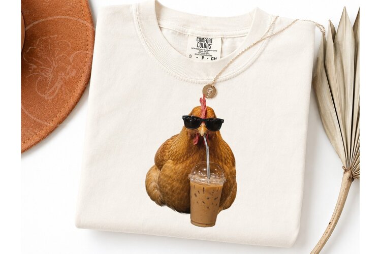 Cool Chicken Iced Coffee Halloween PNG T example image 1