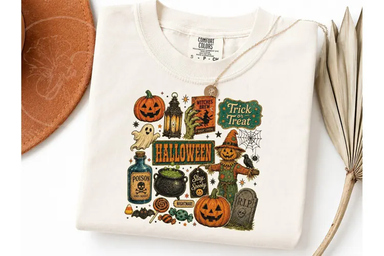 Vintage Halloween Collage PNG Shirt-Vintage Halloween Collag