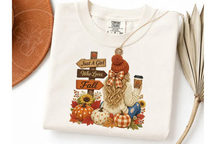 Just A Girl Who Loves Fall PNG Tee