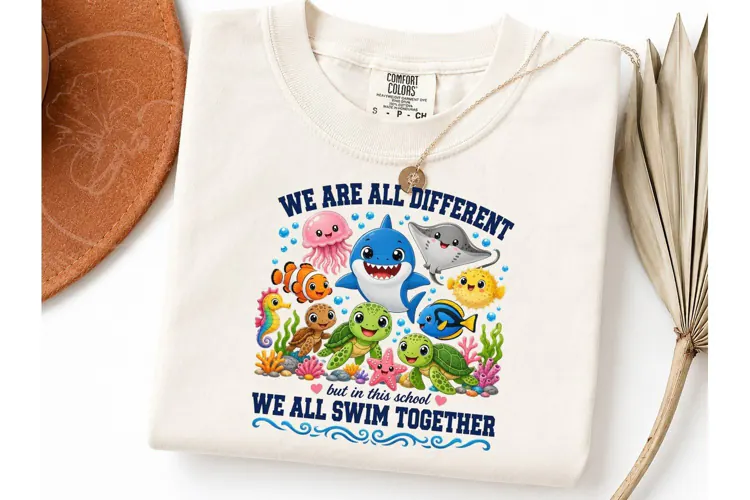 Ocean Animals We Swim Together PNG Tee