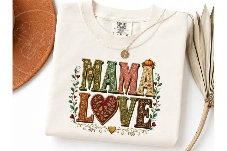 Mama Love Fall Halloween PNG Shirt Desig