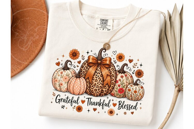 Grateful Thankful Blessed Pumpkin PNG example image 1