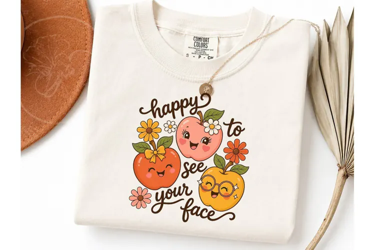 Happy To See Your Face Apple PNG Tee