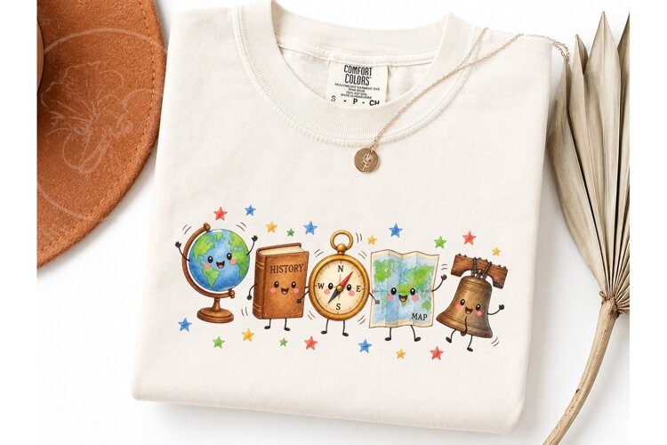 Kawaii Social Studies Teacher PNG Tee example image 1
